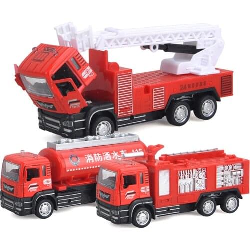 15 Styles Alloy Fire Rescue Truck Model 1:52 Scale Simulation Diecasts Toys Vehicles Pull Back Small Car Toy for Children Y065