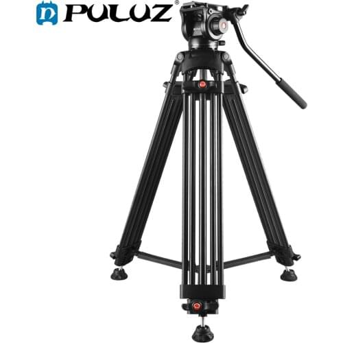 PULUZ Professional Heavy Duty Video Camcorder Aluminum Alloy Tripod with Fluid Drag Head For DSLR / SLR Camera