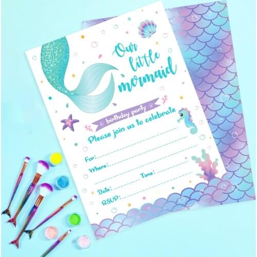 618 Sale Promotion Lets Be Mermaid Party Invitation Cards Your're Invited Invitations Little Mermaid Kids Party Decorations