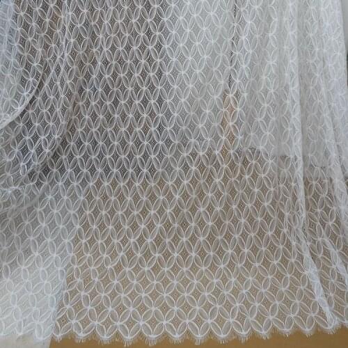 Wide 150cm length 3 meters african Chantilly eyelash lace fabric wedding dress lace accessoires