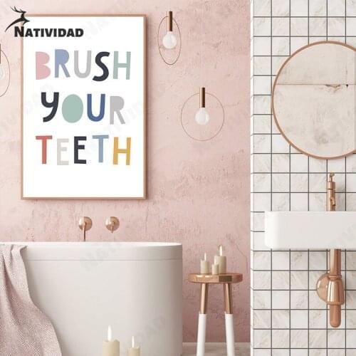 Bathroom Wall Color Text Art Wash Hand Wash Teeth Poster Modern Home Decoration Canvas Painting Wash Hand Wall Poster Art