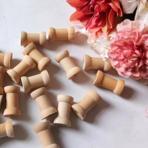 20Pcs Vintage Style Hollow Wooden Bobbins Spools Reels Organizer For Sewing Ribbons Twine Wood Crafts Tools Thread Wire