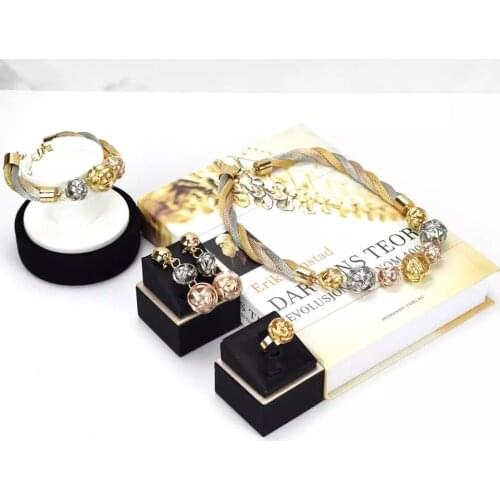 Sakura Love Africa Jewelry Set Bride Fashion Dubai Gold Bracelet Necklace Glamour Woman Earrings Morocco Banquet Wedding Gift
