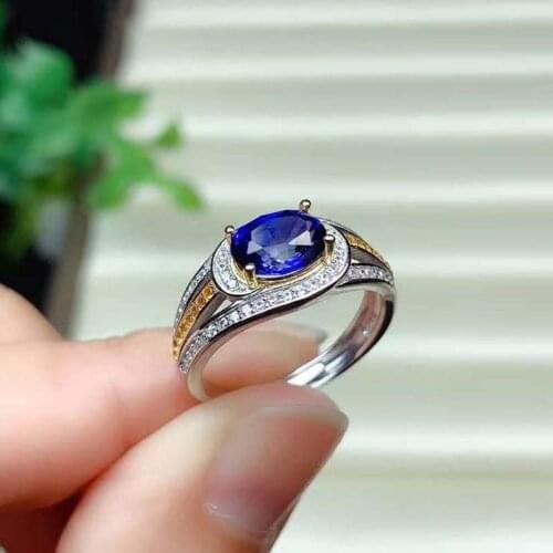 Natural Classic Sapphire S925 Ring Elegant Fine Fashion Charming Wedding Jewelry for Women Free Shipping