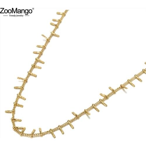 ZooMango Titanium Stainless Steel Vintage Ethnic Charm Choker Necklaces Office Style Pendant Chain Necklace For Women ZN20125