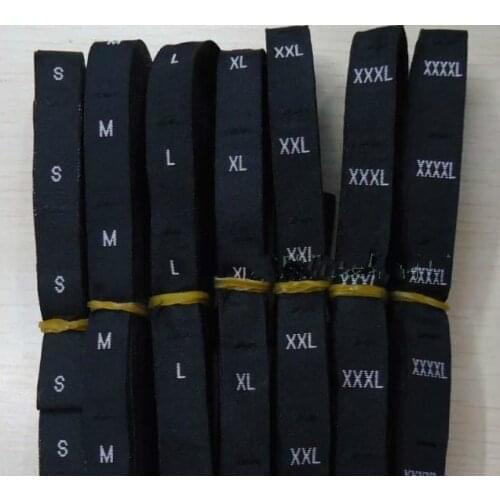 1 Roll (500pcs) Size Label Garment Clothing Woven Tags XS S M L XL XXL Garment Size Label White Black 32mm(1 2/8") x 12mm (4/8")