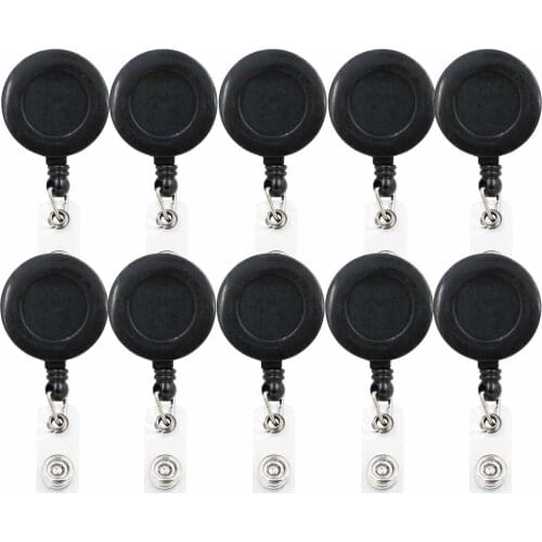 10 Pieces black white Retractable Badge Holder ID Badge Reel Clip On Card Holders with Alligator Clip