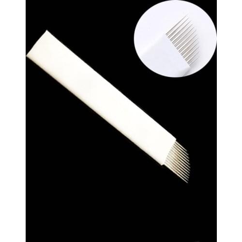 100 PCS Tattoo Needles Agulhas Tebori 12 pins Microblading 12 Flex Curved Blades For Permanent Make Up Manual Eyebrow Pen 0.25MM
