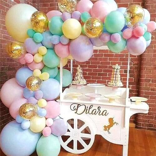 105pcs Pastel Balloons Garland Arch Kit 5" 12" 18 inch Macaron Color Pastel Party Balloon for Wedding Birthday Party Decorations