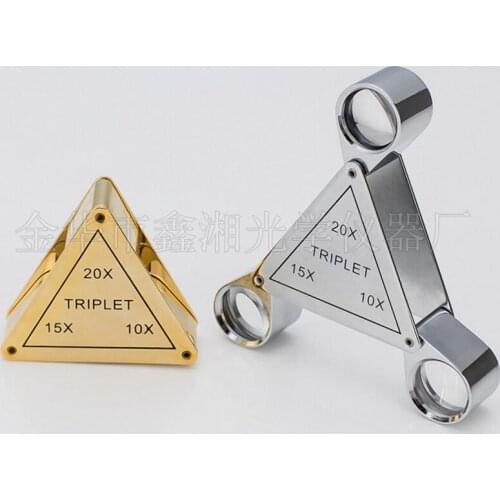 10X 15X 20X Meta Foldable Jadeite Filter Super Triplet Lens Magnifier Jewelry Gem Identifying Inspecting Magnifying Glass Loupe