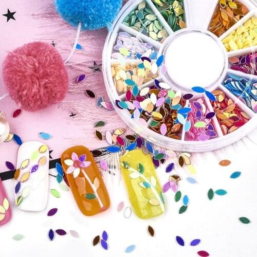 12 Grid mixed sequins 3D AB Horse Eyes Gem Glitters star plum blossom heart shape DIY Nail Art Tips Decoration