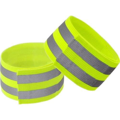2pcs High Visibility Double Reflective Wristband Bracelet Band Night Running Cycling Jogging Safety Reflector Armband