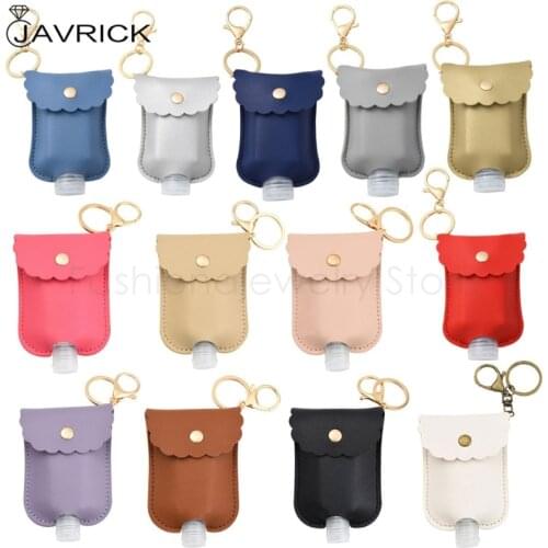 60ml Portable Squeeze Bottle Empty Leakproof Plastic Travel Bottle for Hand Sanitizer with Leather Keychain Holder Clips