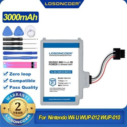 100% Original LOSONCOER 3000mAh WII WUP-012 WUP-010 Battery For Nintendo Wii U WiiU WII GamePad WUP-010 WUP-012