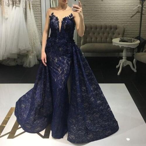Ball Gown Prom Evening Navy Blue Dresses Vestidos De Fiesta De Noche