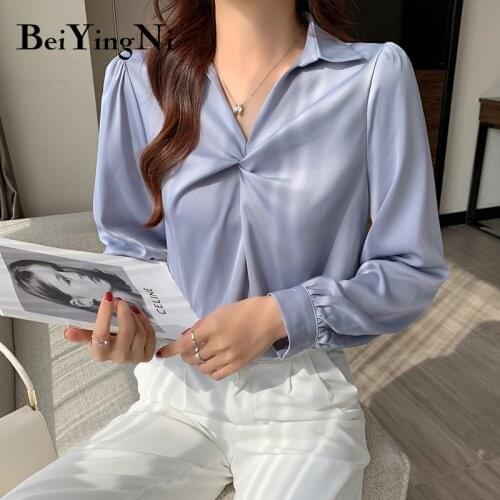 BEIYINGNI Womens Silk Shirts