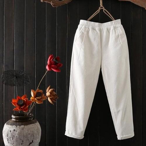 Autumn Winter High Waist Corduroy Harem Pants Women Plus Size Loose Black Pants Women Plus Velvet Trousers Casual Sweatpants