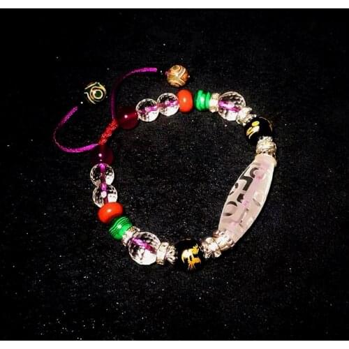 Natural White Crystal Faceted Beads/Malachite/Onyx Beads Tibetan 12*38mm DZI Beads String Bracelet Women' Amulet Bracelet