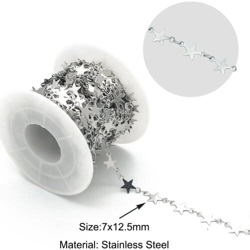 10 meters/lot 7mm Star 100% Stainless Steel DIY Jewelry Chains Wholesale OEM order Accepted Top Quality Never Fade