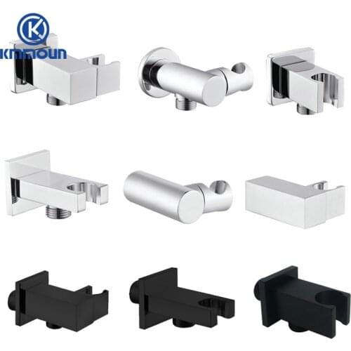 Black/Chrome Hand Shower Hook Shower Seat Solid Brass G1/2" With Shower Hose Connector Shower Mounting Brackets