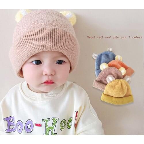Cartoon Ear Baby Hat Winter Lamb Wool Baby Boys Hat Kids Beanies Cap Infant Toddlers Girls Bonnets Hat Children Accessories