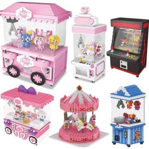 Kids Toys Model Building Kits Doll Catcher Game Machine Diamond Blocks DIY Model Bricks Cartoon Horse Boy Girl Birthday Gift