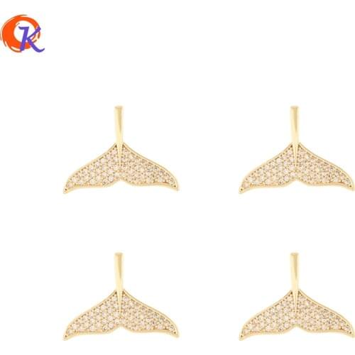 Cordial Design 20Pcs 14*19MM Jewelry Accessories/CZ Pendant/Genuine Gold Plating/Fish Tail Shape/Hand Made/DIY Making/Charms