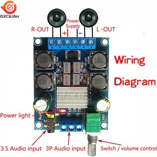 2X50W TPA3116D2 Dual Channel Digital Power Amplifier Board Module DC 4.5V-27V TPA3116 D2 Adjustable Audio Volume Control Module