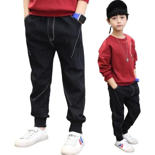 Boys jeans 3-13T kids spring long denim pants children cotton casual trousers Autumn pants for teenage jeans clothes outwear top