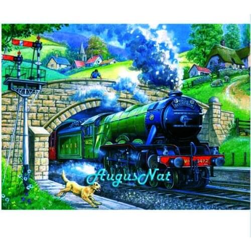 Train diamond painting full square drill scenery wall art decor diamond dotz diamand cross stitch sticker mosaic picture crafts