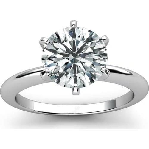 Classic 14K White Gold Moissanite Ring 6 claws 1.5ct EF color VVS1 Round Cut moissanite Engagemen Anniversary Ring
