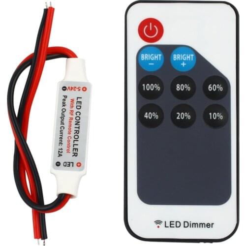 Single Color LED Strip Controller Mini Dimmer RF Remote DC 5V-24V 12A 9key Controller For LED 5050 2835 Strip Single Color Light