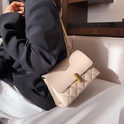 Luxury Brand Handbags 2020 Womens Fashion Small Pu Leather Shoulder Bag Designer Famous Solid Color Chain Crossbody Purses