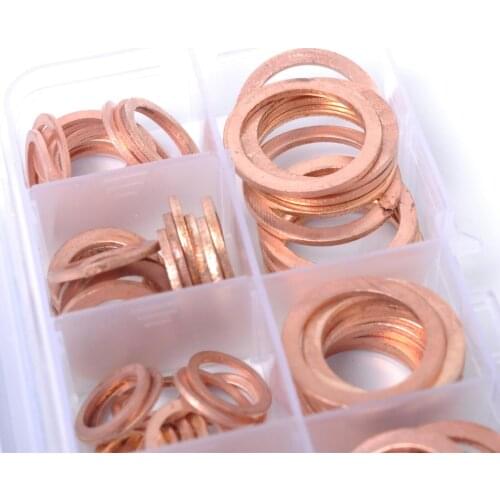 120 Pieces 8 Sizes Copper Washers Flat Ring Sealing Fitting Washers Gasket