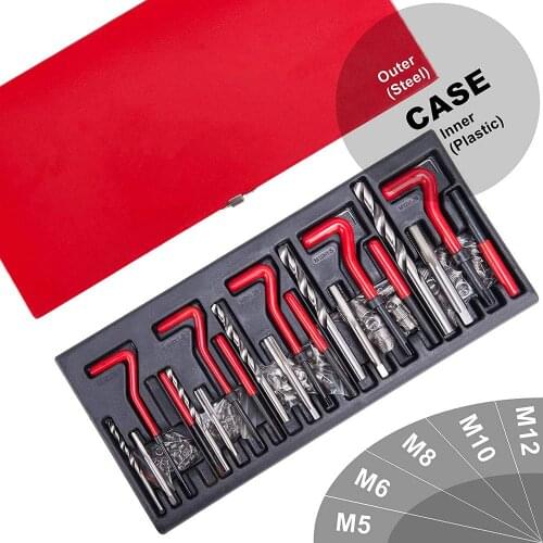 MR CARTOOL 131Pcs Stripped Thread Rethread Helicoil Repair Kit Metric M5 M6 M8 M10 M12 Auto Repair Hand Sheet Metal Tools Set