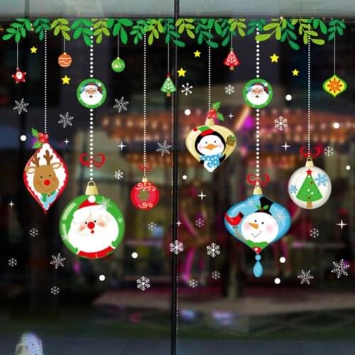 Christmas Santa Snowman Sock Tree Wall Sticker Window Glass Decal DIY Xmas Decor