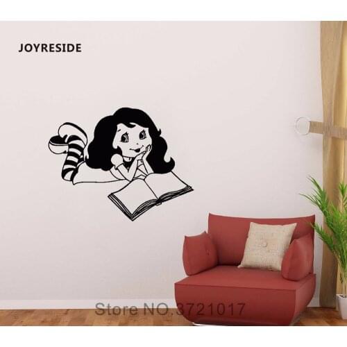JOYRESIDE Girl Fairy Tales Reading Books Wall Design Decal Vinyl Sticker Decor Baby Childrens Room Home Decoration Mural A438