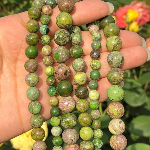 Natural Stone Green Sea Sediment Turquoises Jaspers High Quality Charm Beads For Jewelry Making DIY Bracelet Necklace 4/6/8/10mm