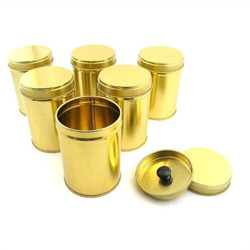 New Sealed metal tin box tea tin box with inner lid golden tea tin box small round tin box tea packaging tea box tin