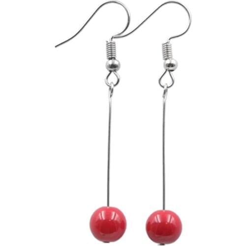 New Fashion Statement Dangle Earring for Women Earrings 8mm Baking Paint Glass Round Earrings Drop Ear Hook Eardrop Jewelry A909