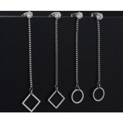 Simple Drop Earrings Silver Color Fashion Stainless Steel Jewelry Earrings For Women EKCZZBDBB