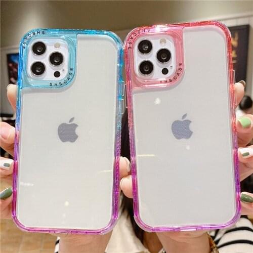Shockproof Bumper Silicone Phone Case For iPhone 11 12 Pro Max XR XS Max X 7 8 Plus 12 Pro Transparent Soft Gradient Back Cover