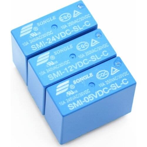 Power Relays SMI-05VDC-SL-C SMI-12VDC-SL-C SMI-24VDC-SL-C 5V 12V 24V 10A 5PIN Relay