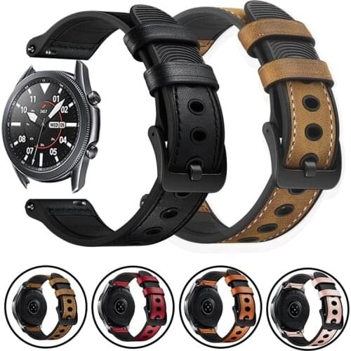 Genuine Leather Strap for Samsung Galaxy Watch 3 45mm 41mm band Bracelet for Samsung Galaxy S3 S2 Gear 20mm 22mm Belt Watchbands