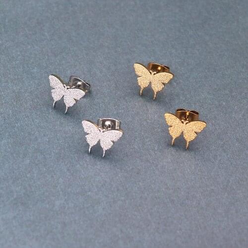 Cute Butterfly Stud Earrings For Women Girls Birthday Gift Stainless Steel Ear Studs Fashion Jewelry Gold Boucle D’oreille