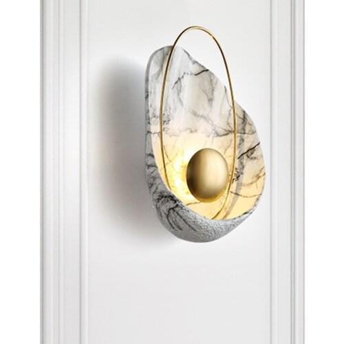 Modern Creative Shell Shape Bedside Led Wall Light Creative Marble Resin Living Room Bedroom Corridor Aisle Decor Wall Sconce