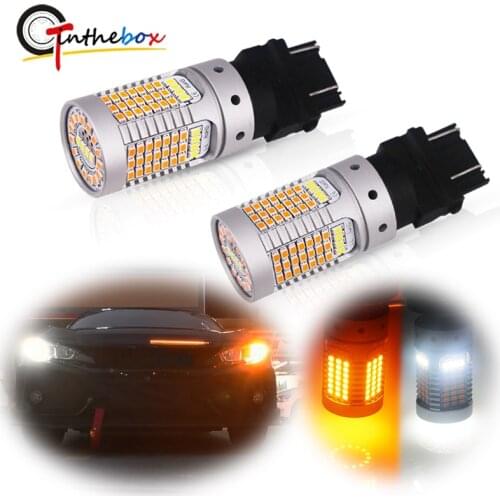Error Free No Hyper Flash Dual Color Switchback White/Amber 3157 12V 3155 T25 LED Bulbs For Daytime Running/Turn Signal Lights