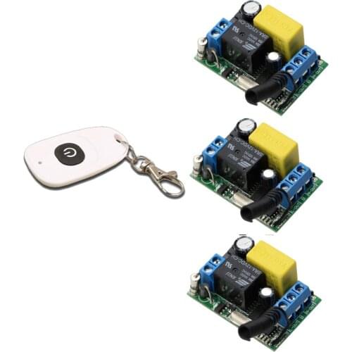 Smart Home AC220V 1CH Wireless Remote Control System Transmitter and 3 Receivers Universal Gate Remote Control In Stock