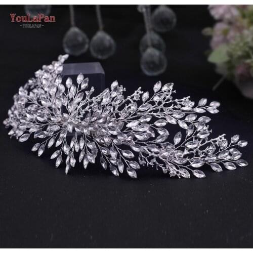YouLaPan HP365 Silver Bride Hair Accessories Wedding Set Crystal Side Headpiece Wedding Rhinestone Headpiece Bride Hair Jewelry