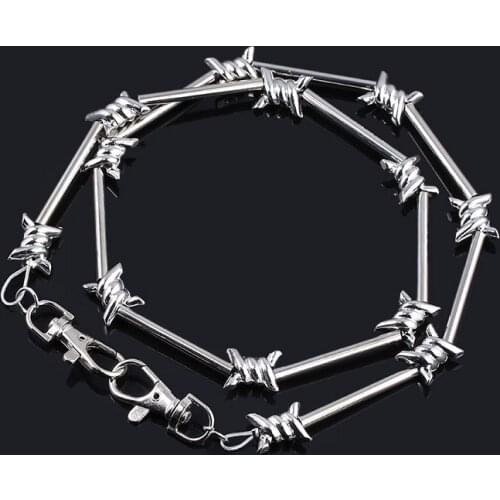 SG Punk Jewelry Thorns Bamboo Flame Necklace Barbed Wire Bramble Pants Wallet Belt Rock Chain Hip Hop Collar Women Men Fashion